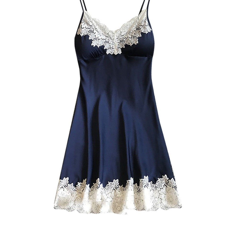 Plus Size V-Neck Lace Nightgown: Sexy Sleeveless Cami Nightdress