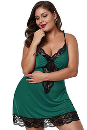 Women's Plus Size Satin Nightgown with Lace Trim