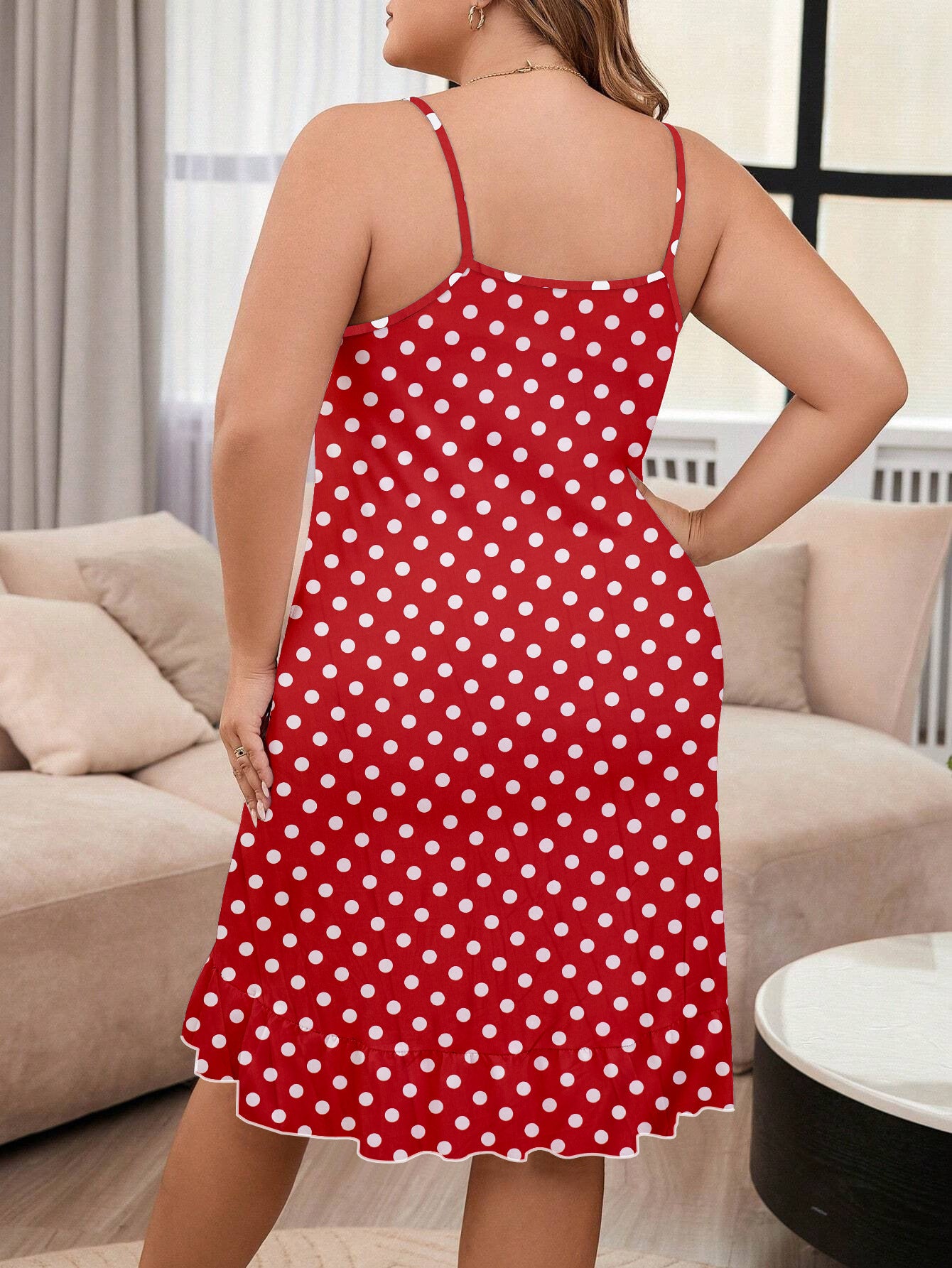 Plus Size Elegant Dotted Nightdress