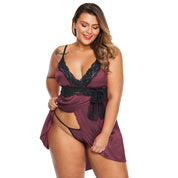 Plus Size Women's Lace Nightdress with Thong