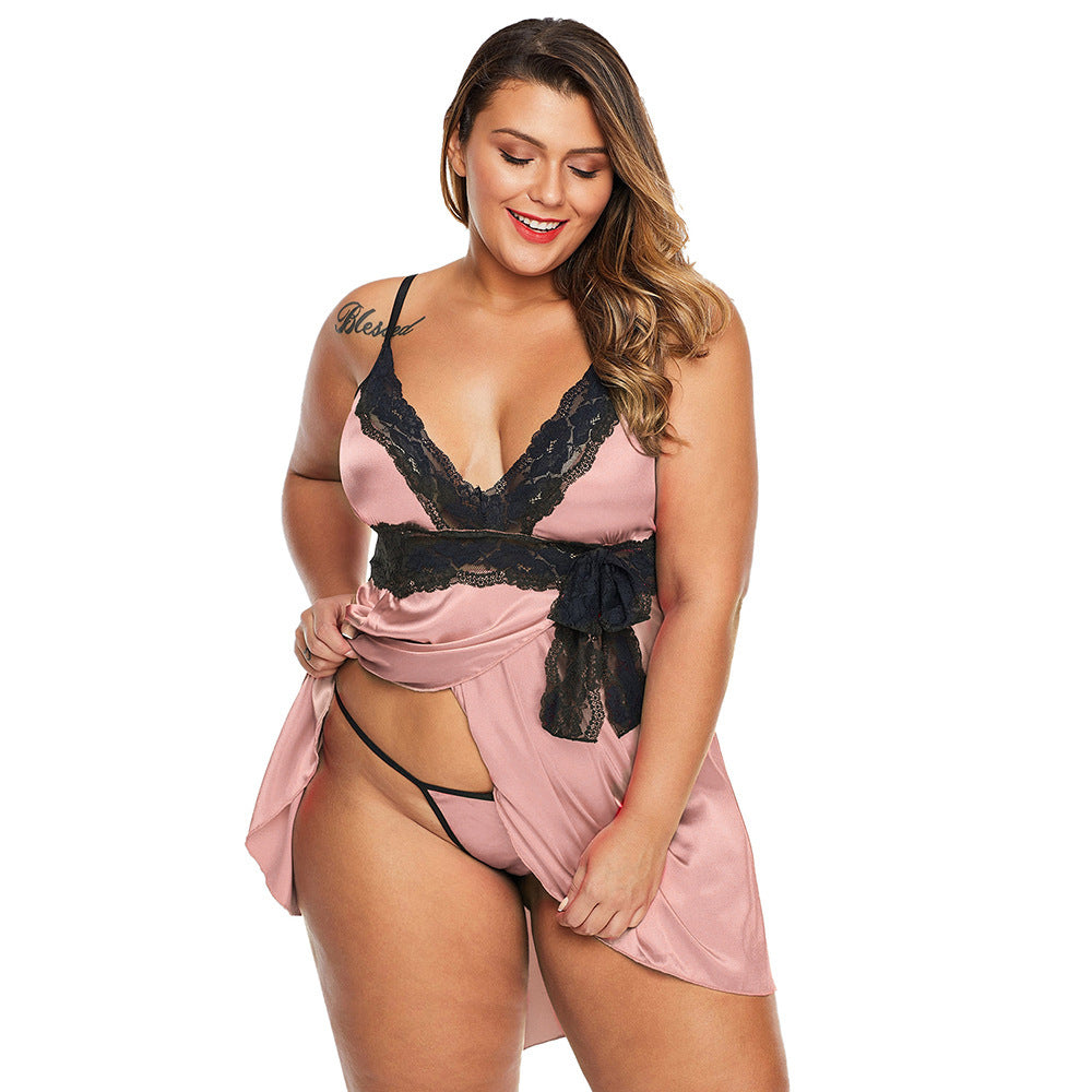 Plus Size Women's Lace Nightdress with Thong