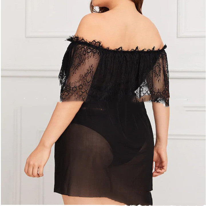 Plus Size Women's Mesh Hollow Sexy Nightgown