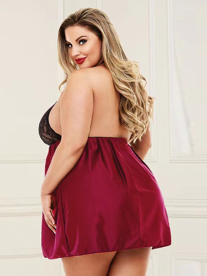 Plus Size Lace Nightgown with Sexy Cutout