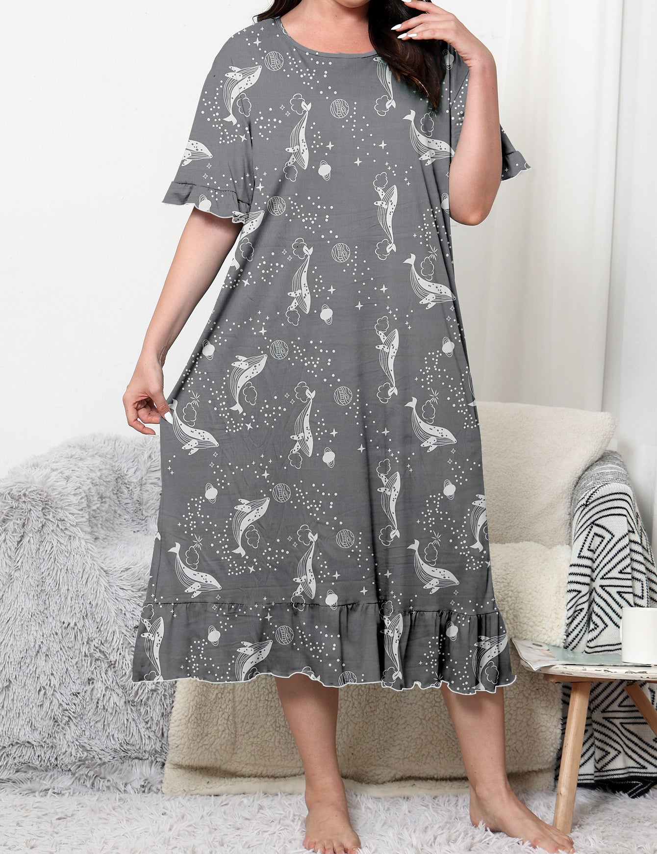 Plus Size Loose Nightgown For Daily Wear Homewear