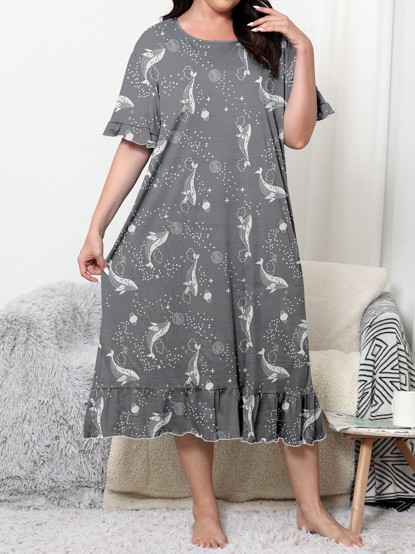 Plus Size Loose Nightgown For Daily Wear Homewear