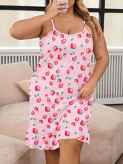 Plus Size Women's Nightgown with Strawberries