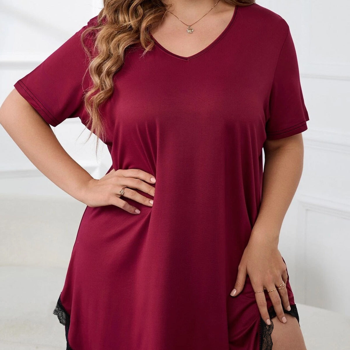 Plus Size Loose Short Sleeves Nightdress