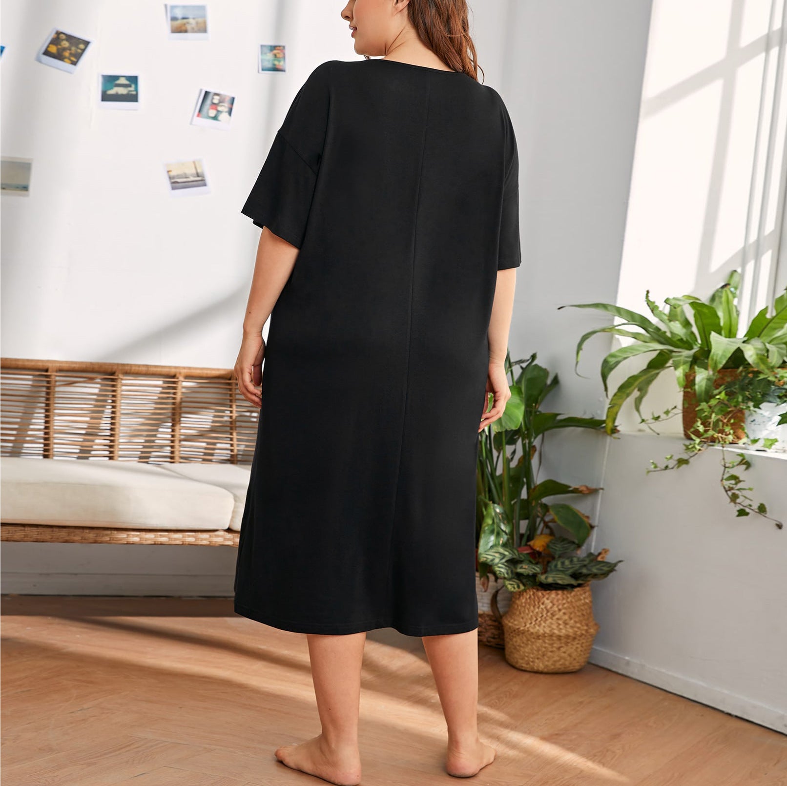 Plus Size Casual Nightgown with Pockets