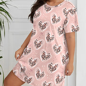 Plus Size Printed Short-sleeved Nightdress