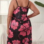 Plus Size Milk Silk Nightgown with Flower Pattern