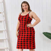 Plus Size Plaid Nightgown with Spaghetti Straps