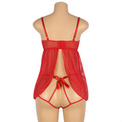 Plus Size Sexy See-Through Bow-Knot Babydoll Nightgown