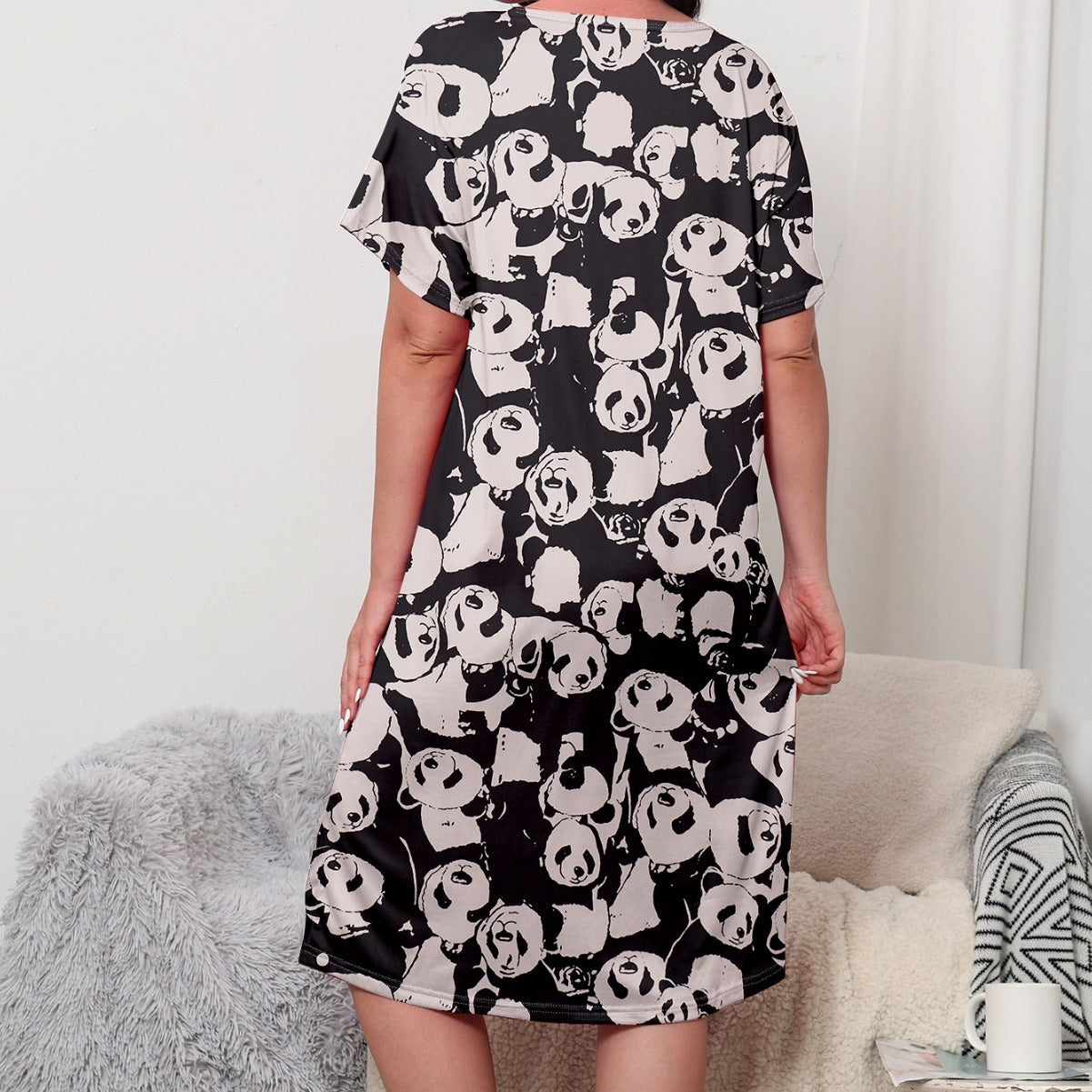 Plus Size Panda Print Cute Nightgown