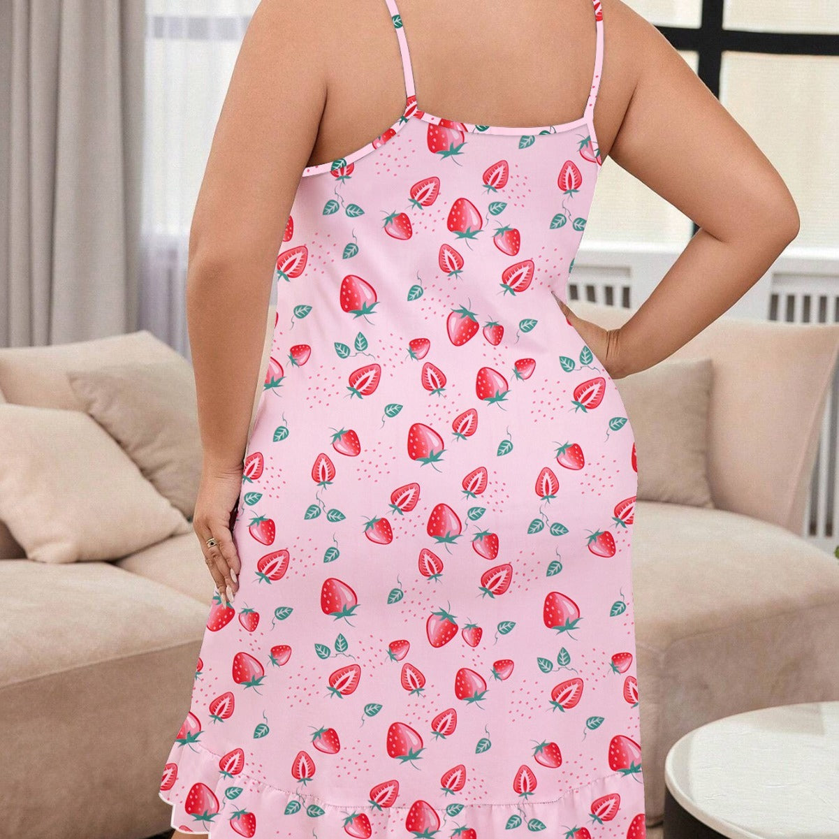 Plus Size Women's Nightgown with Strawberries