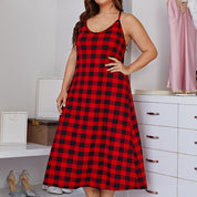 Plus Size Plaid Nightgown with V Neck