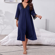 Home Wear Plus Size Three-quarter Sleeve Nightdress