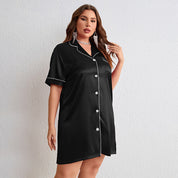 Plus Size Short Sleeve Nightgown with Buttons