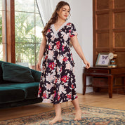 Plus Size Lace Nightdress with Print