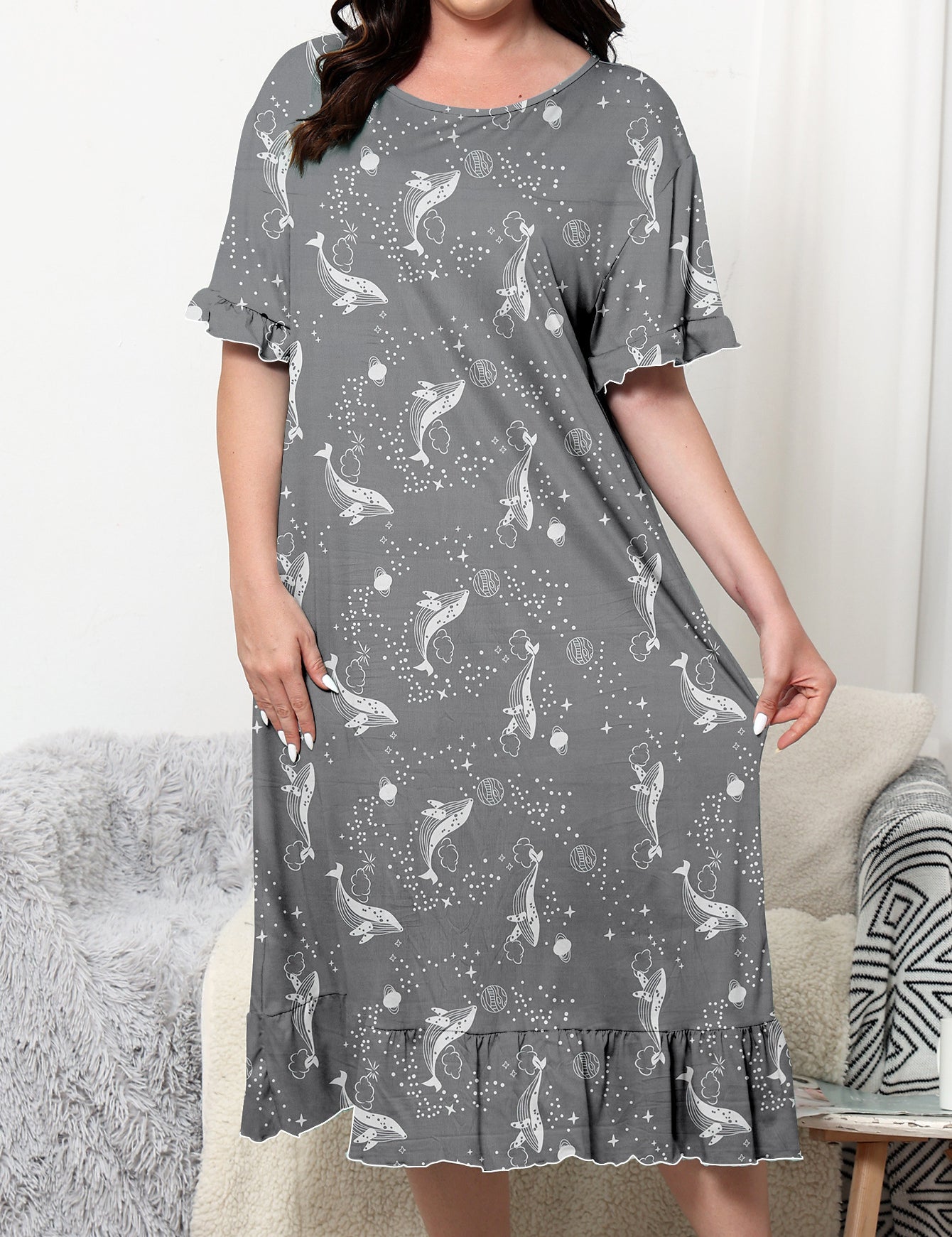 Plus Size Loose Nightgown For Daily Wear Homewear