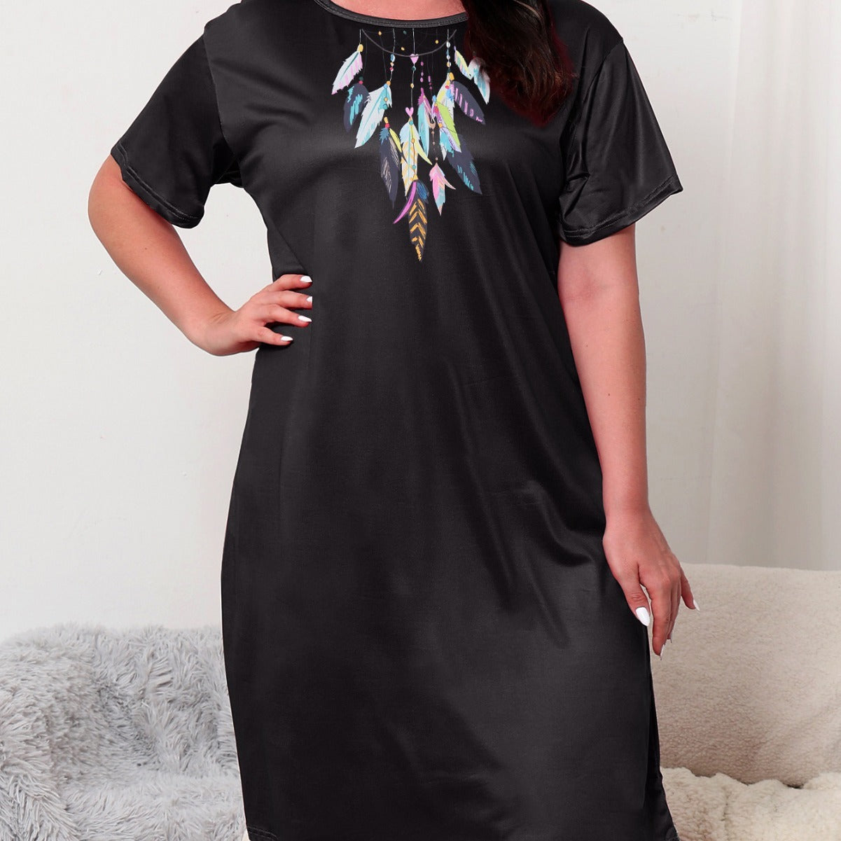 Plus Size Nightgown with Knee Length