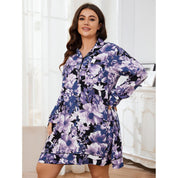 Plus Size Floral Print Sleepdress with Buttons