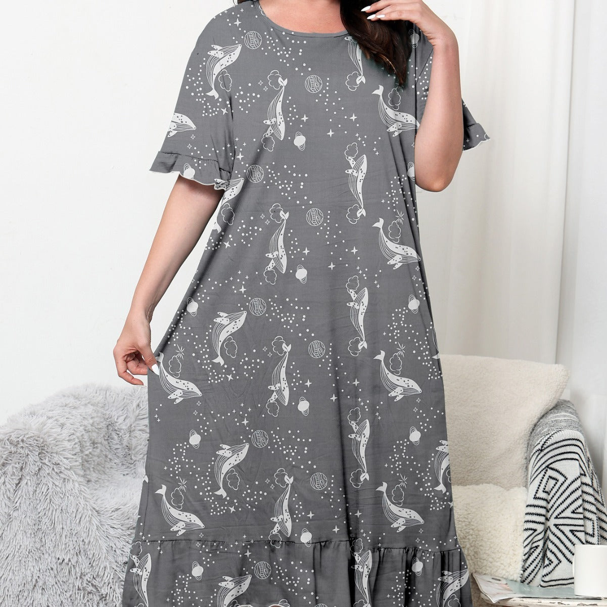 Plus Size Loose Nightgown For Daily Wear Homewear