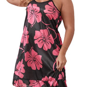 Plus Size Milk Silk Nightgown with Flower Pattern