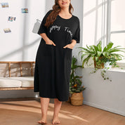 Plus Size Casual Nightgown with Pockets