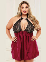 Plus Size Lace Nightgown with Sexy Cutout