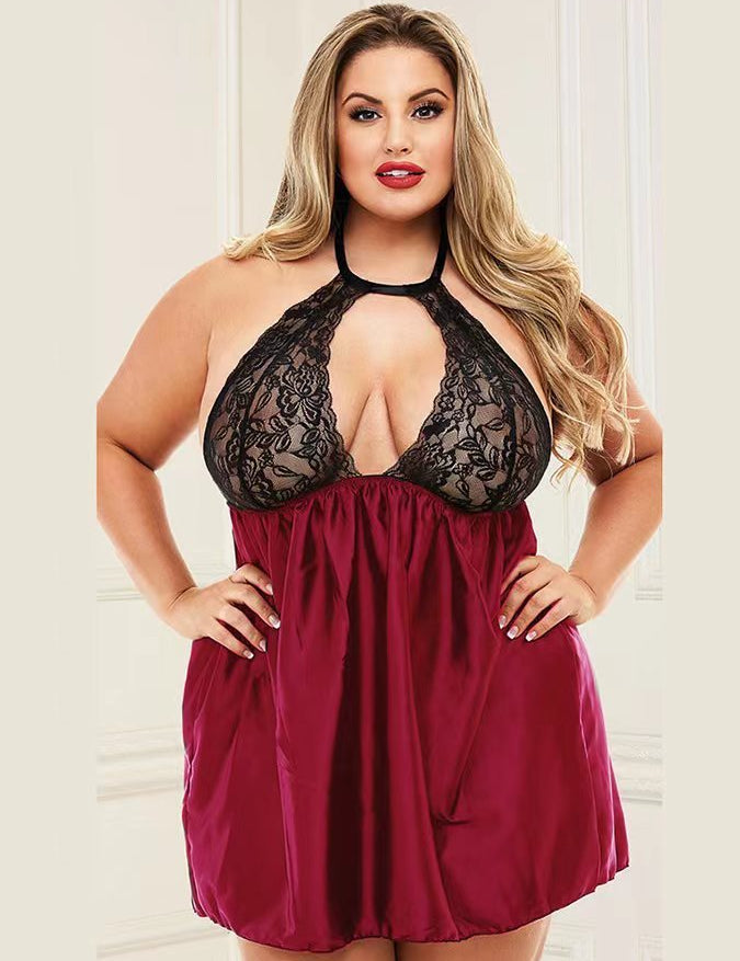 Plus Size Lace Nightgown with Sexy Cutout