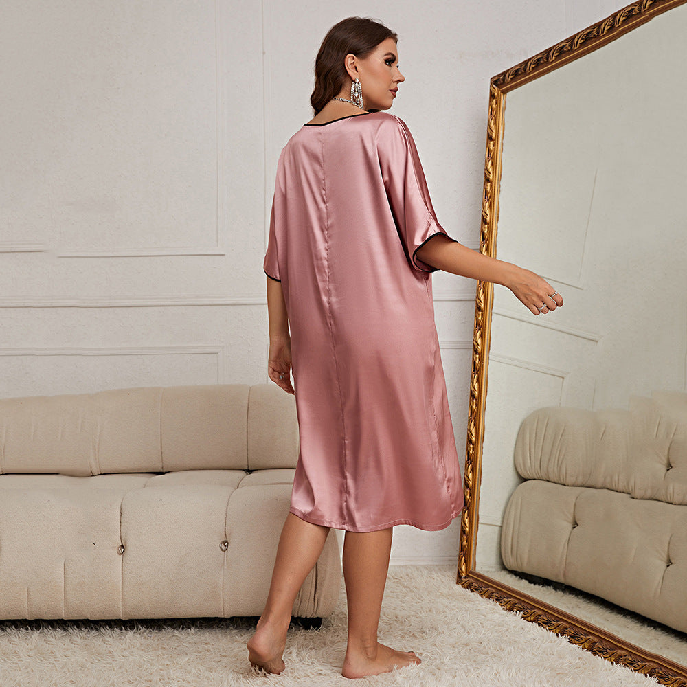 Plus Size Ice Silk Loose Nightgown