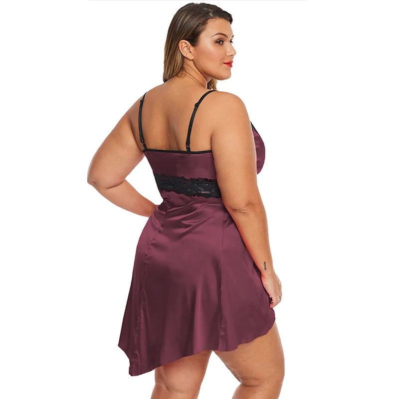 Plus Size Women's Lace Nightdress with Thong