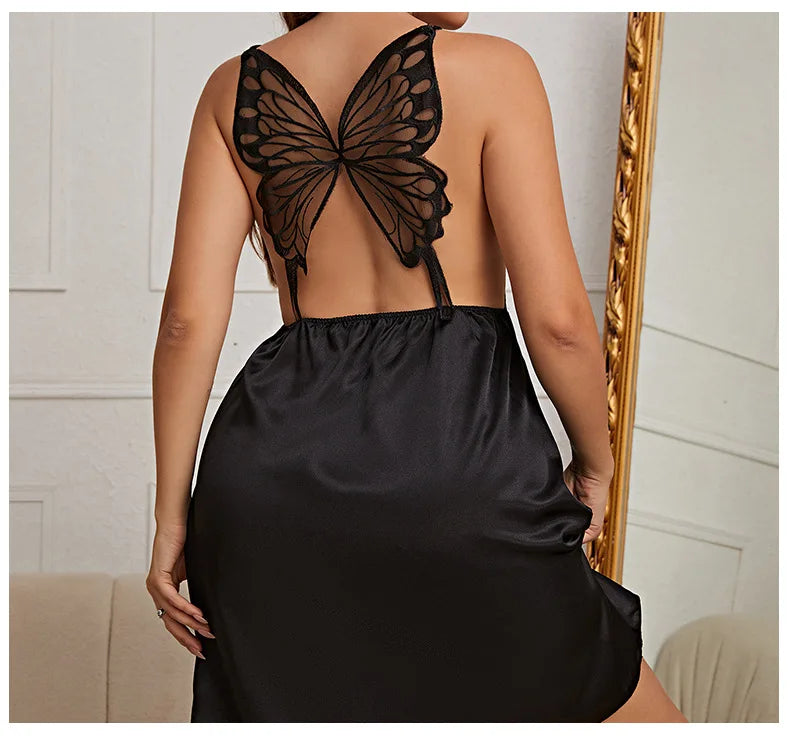 Plus Size Sexy Backless Butterfly Nightdress