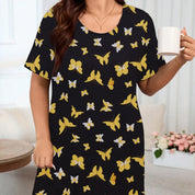 Plus Size Nightdress with Butterfly Print