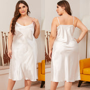 Plus Size V-neck Satin Nightgown