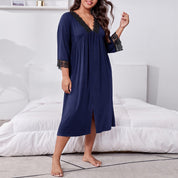 Home Wear Plus Size Three-quarter Sleeve Nightdress