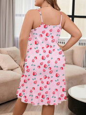 Plus Size Women's Nightgown with Strawberries