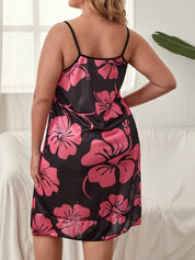 Plus Size Milk Silk Nightgown with Flower Pattern