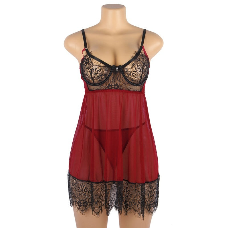 Plus Size Sexy Lingerie Backless Nightdress