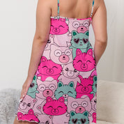 Plus SIze Nighgown with Cute Cartoon Print