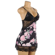 Plus Size Floral Print with Lace Nightgown