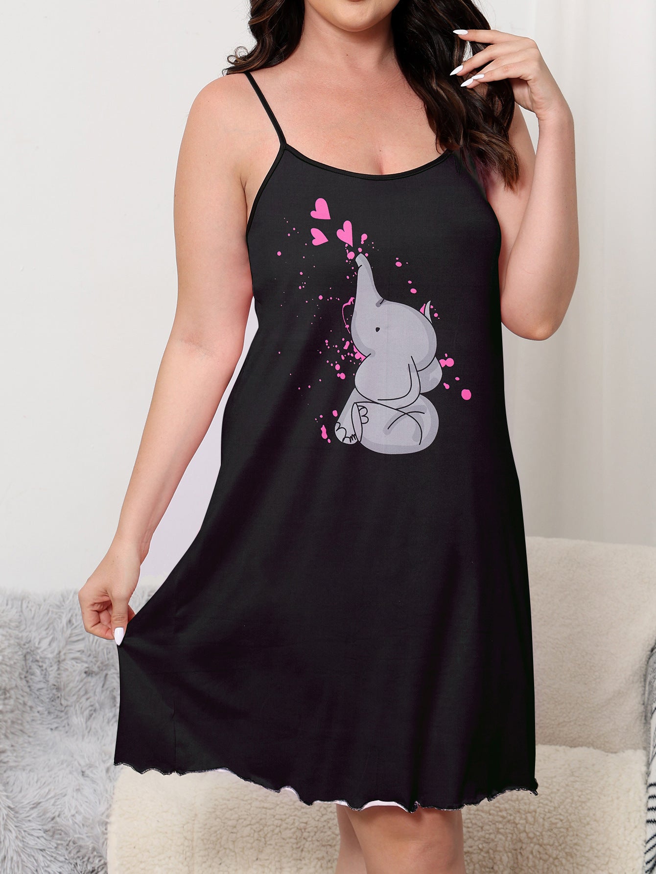 Plus Size Nightgown with Elephant Print