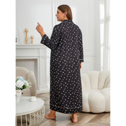 Plus Size Women's Nightgown with Notched Collar and Front Buttons