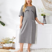 Plus Size Casual Nightgown with Pockets