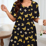 Plus Size Nightdress with Butterfly Print