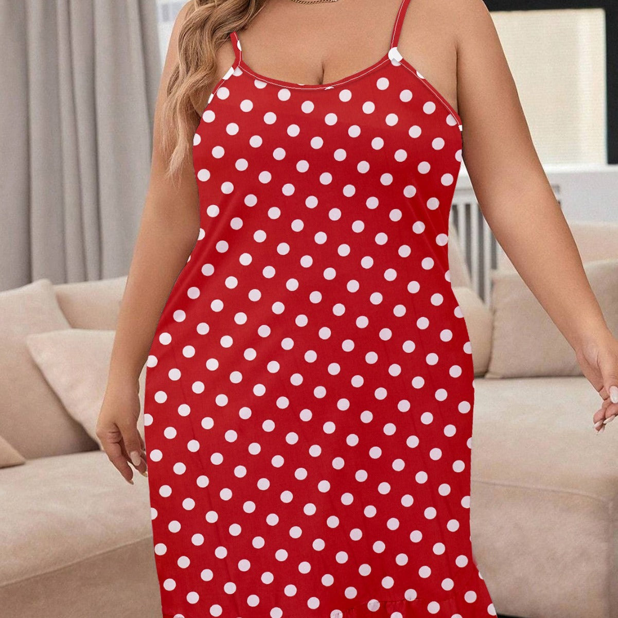 Plus Size Elegant Dotted Nightdress