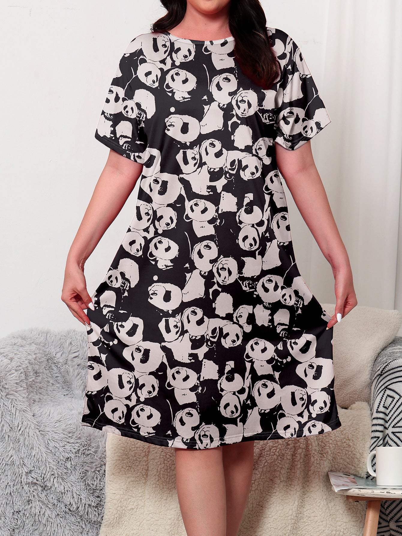 Plus Size Panda Print Cute Nightgown