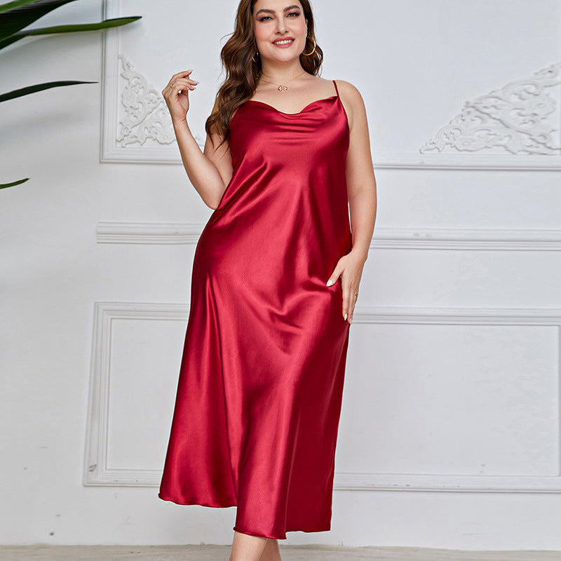 Women's Plus Size Silky Long Nightgown