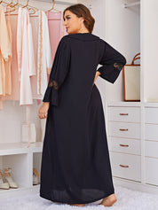 Plus Size Black Lace Collar Nightgown