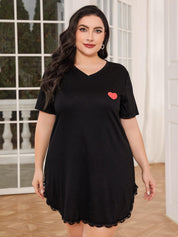 Plus Size Women's Nightgown with Lace Hem